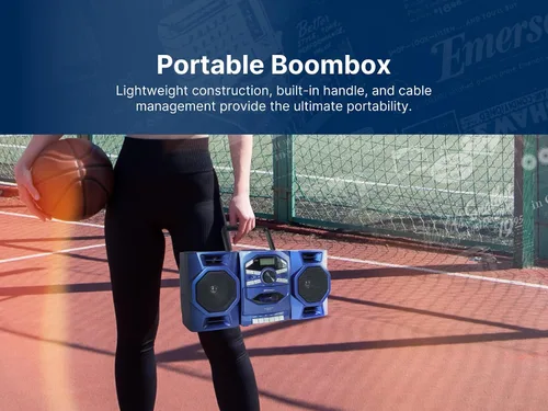 Miniatura 8 de Emerson Reproductor de CD portátil Boombox con reproductor de cassette, grabadora de cinta, radio AM/FM, entrada AUX, altavoces desmontables