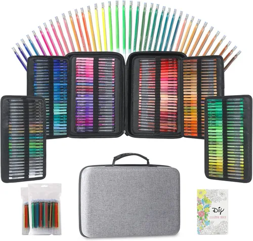 LIULIUCAI Paquete de 312 bolígrafos de gel para colorear para adultos, 156 colores de colores para artistas con 156 recambios y libro para colorear,
