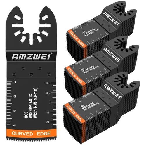 Miniatura 10 de AMZWEI 100 cuchillas oscilantes de titanio para herramientas, hojas de sierra profesionales de borde curvo, corte de metal, madera y plástico, 4