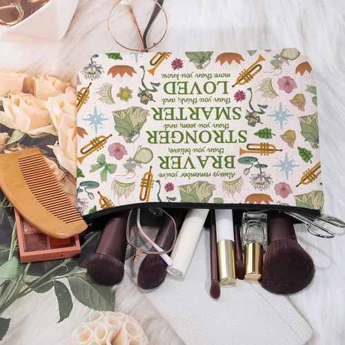 Miniatura 3 de MEIKIUP Bolsa de maquillaje de rana, bolsas de cosméticos de viaje de rana, eres más valiente más fuerte de lo que piensas bolsa con cremallera