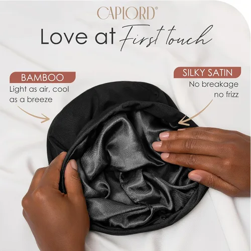 Miniatura 2 de CAPLORD Gorro de satén para dormir, envoltura de pelo rizado para hombres, gorros de seda ajustables para mujeres, gorro de seda para el cabello