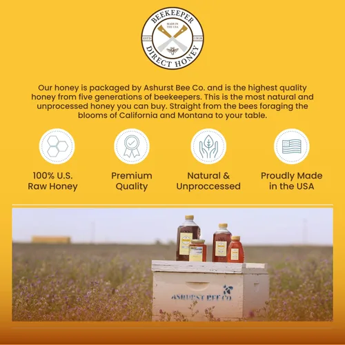 Miniatura 4 de Miel cruda sin filtrar de Beekeeper Direct - Miel pura de flores del desierto - Miel pura gourmet natural sin OMG - Miel local del desierto