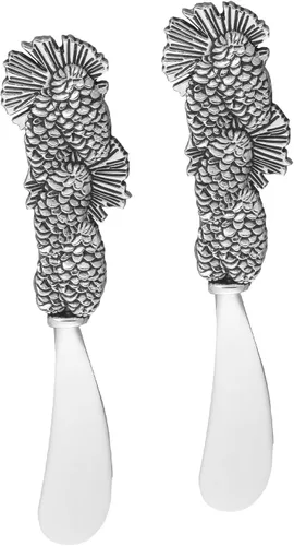 Miniatura 7 de UP ware Flamingo - Juego de esparcidores de mantequilla de aleación de zinc con asas decorativas para queso, crema y salsas, plateado, 5 pulgadas