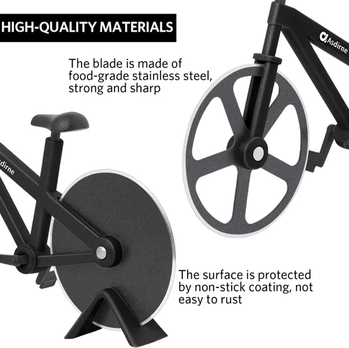 Miniatura 3 de Asdirne Cortador de pizza, rueda de corte de pizza para bicicleta con cuchillas antiadherentes de acero inoxidable súper afiladas, regalo novedoso