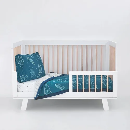 Miniatura 5 de Little Unicorn Juego de ropa de cama de 3 piezas para niños pequeños, incluye edredón, sábana para cuna y funda de almohada, tela de muselina suave