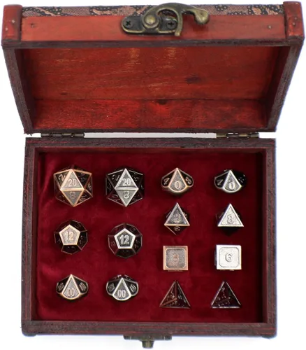 Miniatura 2 de Dos juegos de rol de dados de metal con baúl de almacenamiento para juegos de mesa