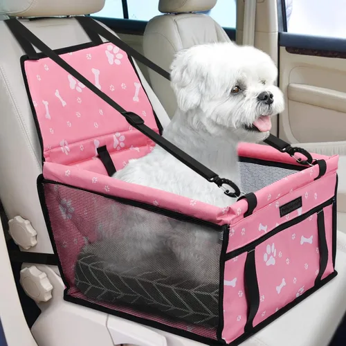 Miniatura 13 de Asiento de coche para perro plegable, asiento elevador de coche para perros impermeable transpirable Oxford, bolsa de viaje para perros pequeños a