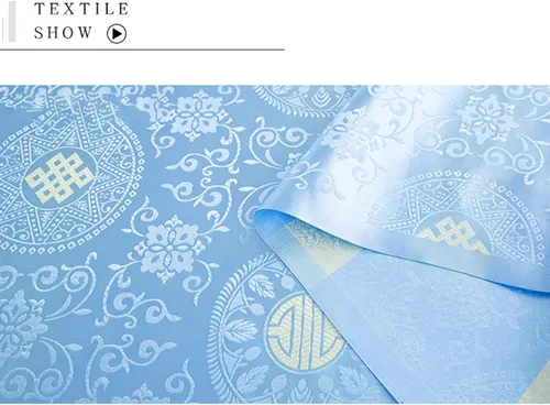 Miniatura 4 de BAWHO Mooie Jacquard Stof Elegant Licht Fel Kleur Patroon Ontwerp Bloem Ambachten Doek Voor Naaien Cheongsam Kostuums Damesjurken DamesjurkenBlauw75