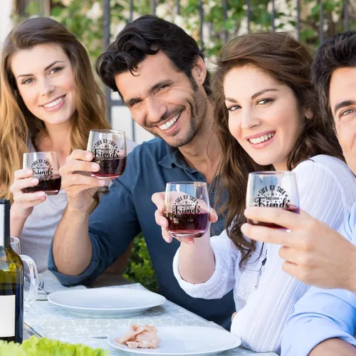 Miniatura 6 de Irenare Juego de 4 copas de vino de 15 onzas, regalos de amistad para mujeres, amigas, copas de vino sin tallo para cumpleaños, regalo galentino