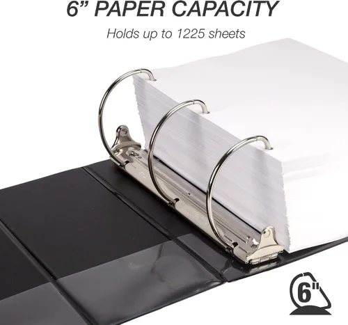 Miniatura 68 de Samsill - Carpeta duradera de 5 pulgadas, fabricada en los Estados Unidos, con anillos en D, transparente y personalizable, color blanco