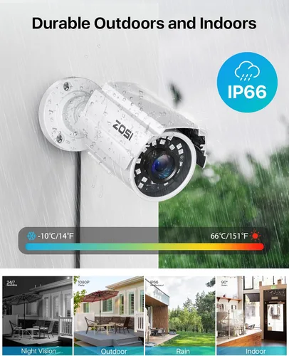 Miniatura 3 de ZOSI 4K PoE Sistema de cámaras de seguridad, 4 piezas 8MP Cámaras Bullet para interior y exterior con detección de personas y vehículos, conteo
