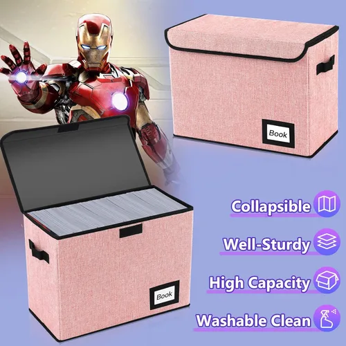 Miniatura 2 de Paquete de 5 cajas de almacenamiento de cómics, 15.8" X 7.8" X 11.8", caja corta plegable de cómics, con capacidad para 160-180 cómics de colección