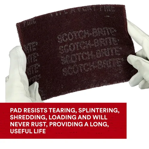 Miniatura 7 de 3M Scotch-Brite 7447 - Almohadilla de mano de uso general, grado muy fino, 6 x 9 pulgadas, paquete de 30, óxido de aluminio, preparación