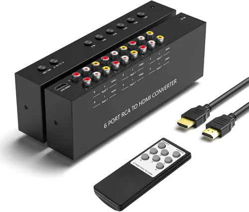 Miniatura 7 de Convertidor de 2 AV a HDMI, 1080P/720P 2 puertos RCA compuesto CVBS AV Switch a HDMI convertidor adaptador compatible 4:3/16:9 conmutación, para TV