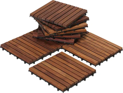 Miniatura 5 de Bare Decor EZ-Floor en madera maciza de teca, 1 baldosa solamente, listones largos