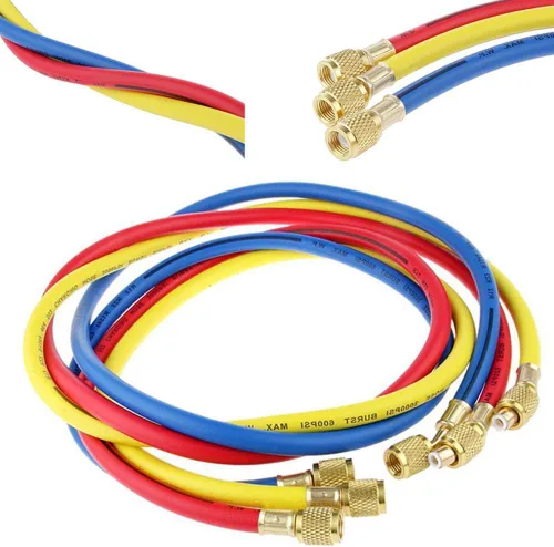 Miniatura 5 de Tubo de manguera de carga de CA, mangueras de calibradores HVAC de 72 pulgadas, manguera de carga de refrigerante para R134A R12 R22 R502 Juego