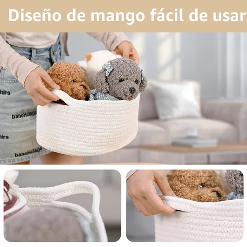 Miniatura 4 de Happyiren Linda Cesta Tejida para Regalo – Cesta de Regalo Vacía Beige para Guardería, Regalos de Fiesta de Bebé, Cumpleaños, Boda, Cestas Boo