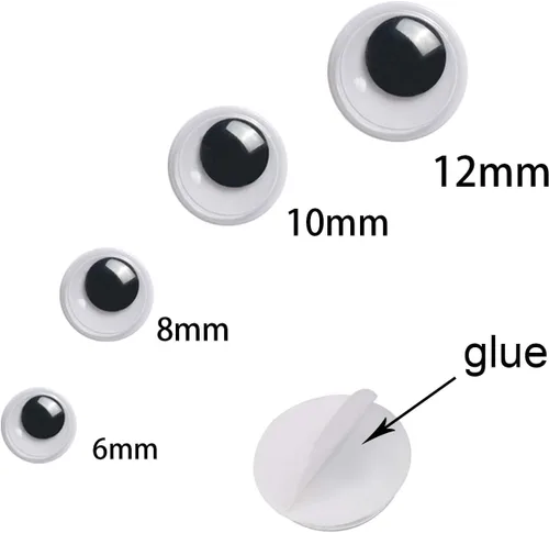 Miniatura 2 de UPINS 1500 calcomanías negras de ojos googly con autoadhesivos, 0.236 in, 0.315 in, 0.394 in, 0.472 in, embalaje mixto
