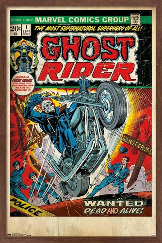 Miniatura 10 de Trends International Marvel Comics Ghost Rider - Póster de pared con portada #1, 22.4 pulgadas de largo x 14.7 pulgadas, versión enmarcada de madera