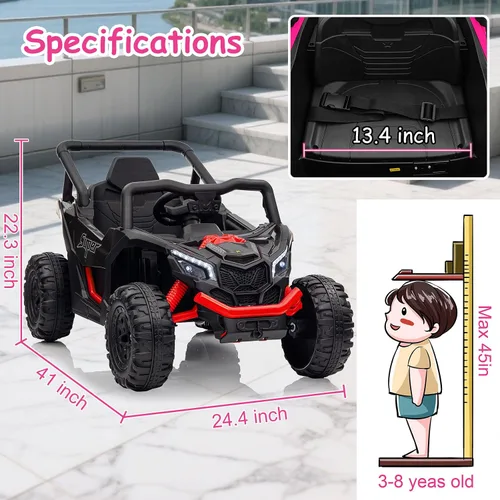 Miniatura 7 de Run Fast - Automóvil eléctrico de 12 V para niños con control remoto para padres, juguete de paseo con batería eléctrica para niños de 3 a 5 años