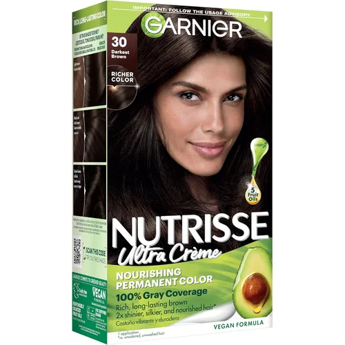 Miniatura 23 de Garnier Nutrisse - Tinte en crema nutritiva para el cabello, 30 marrón oscuro (Sweet Cola), tinte permanente para el cabello, 2