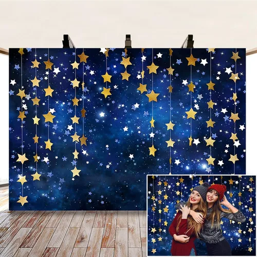 Miniatura 3 de Twinkle Twinkle Littler - Telones de fondo de estrellas pequeñas con purpurina dorada y estrellas pequeñas, fondo de fotografía de estrellas