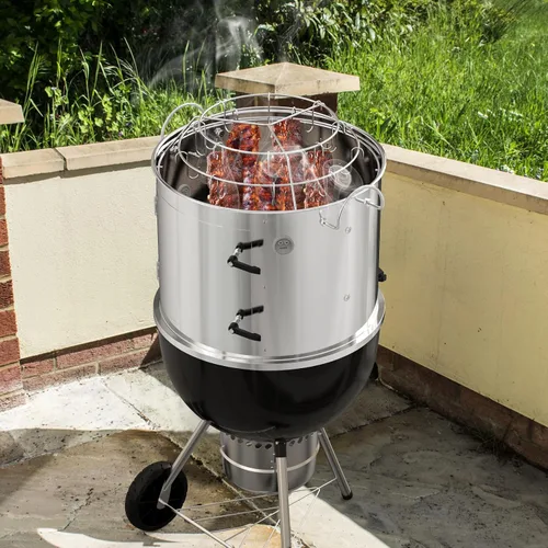 Miniatura 6 de onlyfire Kit para ahumar parrilla de acero inoxidable, accesorio para colgar costillas para parrillas Weber de carbón de 18 pulgadas, convierte tu