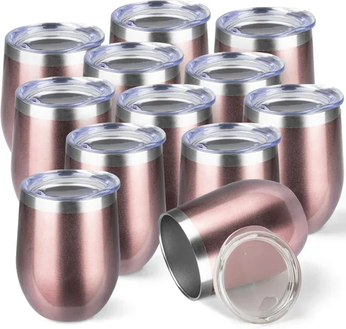 Miniatura 34 de StarSpeed Vaso de vino de 12 onzas con tapa, tazas de viaje de acero inoxidable sin pie con aislamiento de doble pared, taza de café aislada, vasos