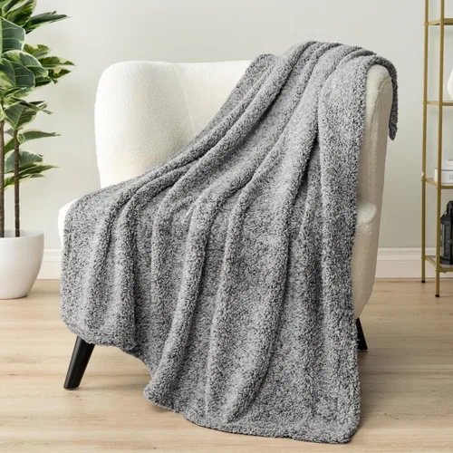 Miniatura 43 de PAVILIA - Manta de sherpa para sofá, gris esponjosa y cálida, manta de felpa suave para cama, acogedora, súper suave y ligera, manta decorativa