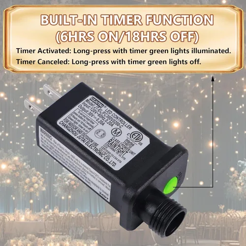 Miniatura 6 de LJLNION Guirnalda de 300 luces LED para exteriores e interiores, luces de Navidad extralargas de 98.5 pies, 8 modos de iluminación, luces de hadas
