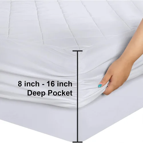 Miniatura 3 de Utopia Bedding Paquete de 2 protectores de colchón acolchados ajustados, tamaño Queen, protector de colchón elástico y funda con bolsillo profundo