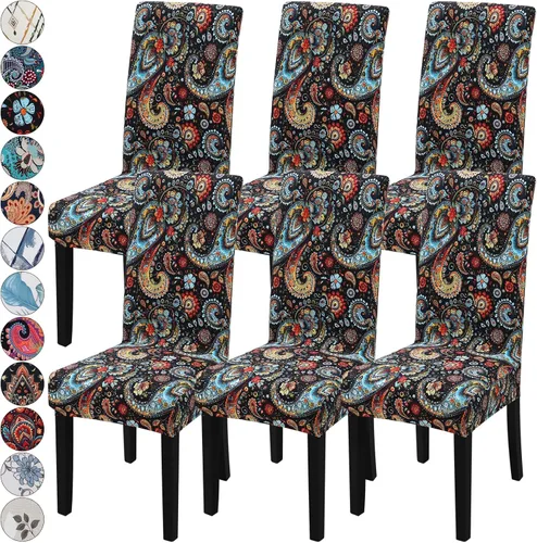 Miniatura 28 de Fundas para silla de comedor Yisun, fundas elásticas para silla de comedor, funda protectora para silla de comedor, mezcla de poliéster, Beige