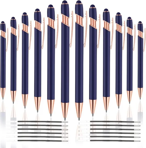 Miniatura 13 de 12 PCS Bolígrafos 2 en 1 con Punta Stylus, Bolígrafo de Metal con Tinta Negra de 1.0 mm, Stylus para Pantallas Táctiles (Oro Rosa y Azul Claro)