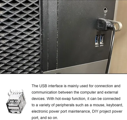 Miniatura 3 de Enchufe PCB USB tipo A de 8 pines horizontal de 90 grados, conector en línea de doble puerto hembra [para aplicación mini USB] - 1.5A / negro