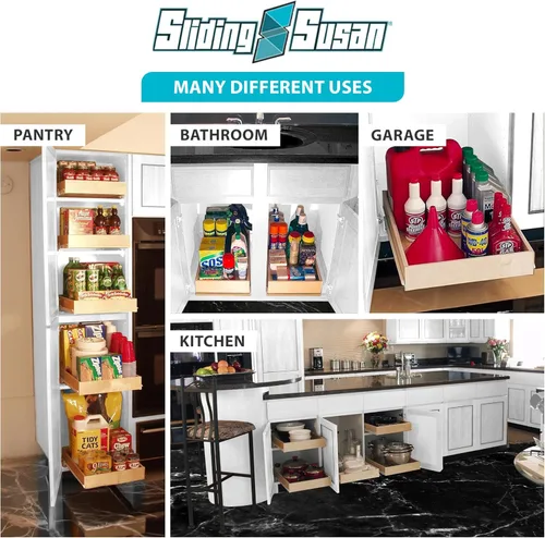 Miniatura 6 de SlidingSusan Organizador de cajones extraíbles para armarios, estantes deslizantes de cierre suave para cocina, despensa, baño y organización