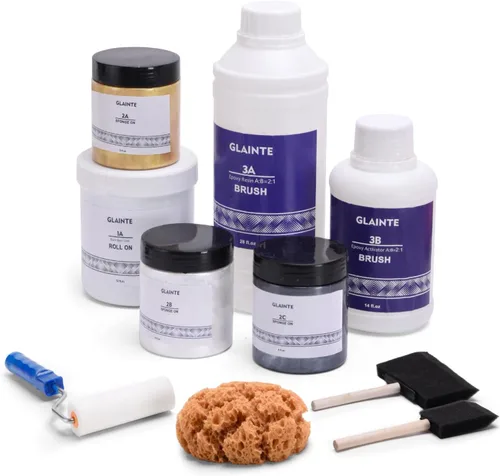 Miniatura 8 de GLAINTE Kit de pintura epoxi para encimera, kit de pintura de acabado de encimera de granito para cocina y baño, capa superior de resina epoxi