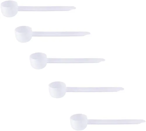Miniatura 52 de Conjunto de 5 cucharas medidoras de plástico, 6 cucharadas (90 cc 3/8 taza 3 oz. 90 mL) con mango largo para polvos, gránulos, café, comida