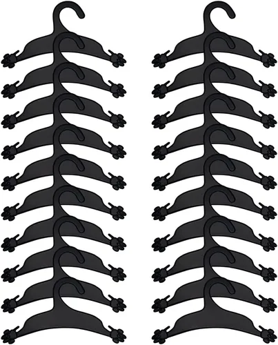 Miniatura 8 de AHANDMAKER Paquete de 20 perchas para ropa para mascotas, 7 pulgadas de ancho, color negro, lindo plástico, flexible, fuerte, con estampado de 6.9 x