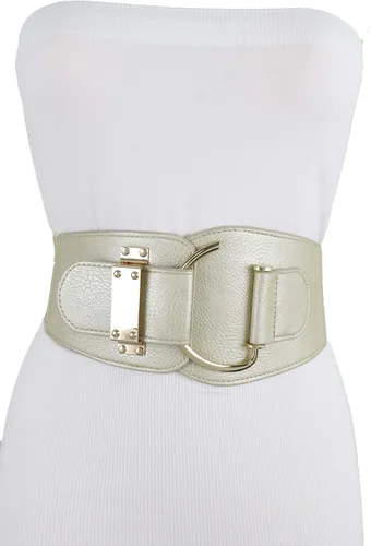 Miniatura 24 de TFJ - Cinturón ancho de moda para mujer, cintura alta, hebilla de gancho de metal dorado, talla XS, S, M, L, XL