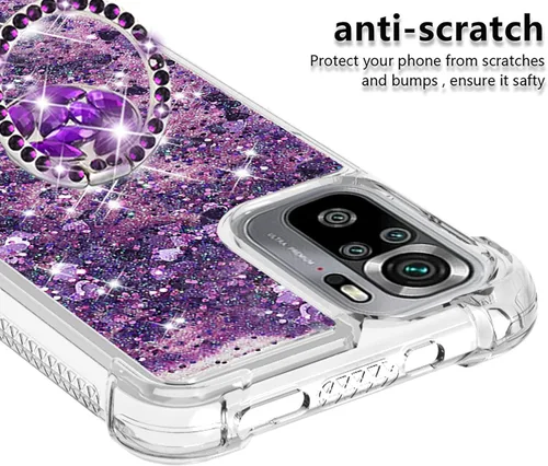 Miniatura 4 de CCSmall Funda para Xiaomi Redmi Note 10 4G (no 5G)/Redmi Note 10S con Creatividad Clear Quicksand Glitter Flotante Flotante Suave w/Stand Bling
