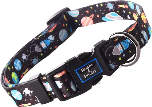 Miniatura 25 de Roses&Poetry Collares para perros medianos, con estampado de leopardo, collar ajustable de nailon para mascotas, duradero y reflectante para perros