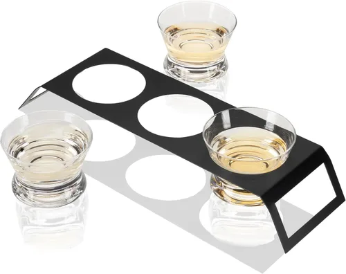 Miniatura 7 de Viski Tequila Tasting Flight – 3 vasos de degustación de tequila de cristal sin plomo con soporte de acero inoxidable, capacidad de 6 onzas cada uno