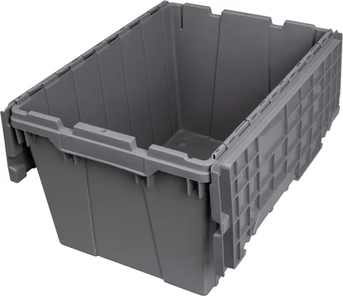 Akro-Mils 39120 Bolsa de almacenamiento industrial de plástico con tapa abisagrada, (21 pulgadas L por 15 pulgadas W por 12 pulgadas H), gris