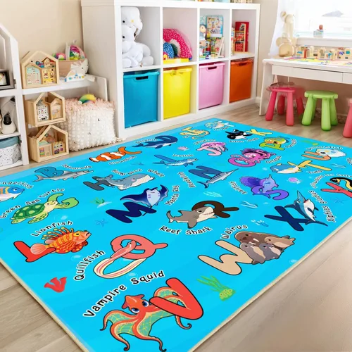 Alfombras infantiles para sala de juegos, alfombra educativa para aprender el alfabeto ABC, suave, lavable a máquina, antideslizante, bonita