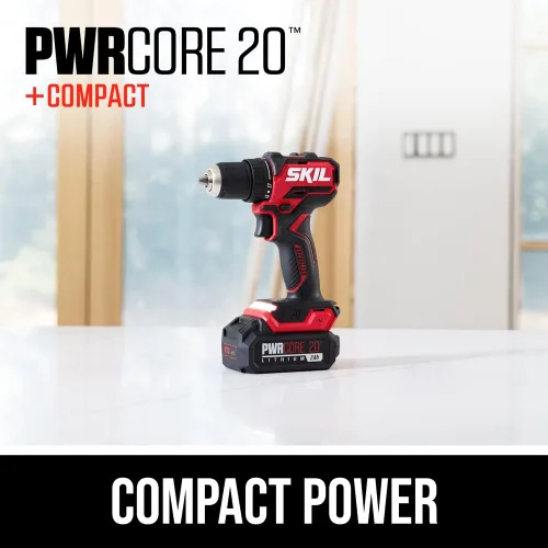 Miniatura 2 de SKIL PWR CORE 20 Kit de taladro compacto sin escobillas de 20 V de 1/2 pulgada, incluye batería USB-C de 2.0 Ah y cargador USB-C PD de 45 W