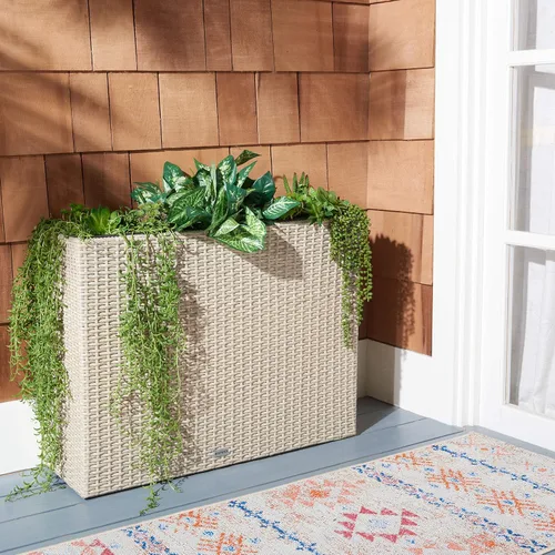 Miniatura 2 de SAFAVIEH Rita - Soporte para plantas de mimbre beige de 3 niveles con cestas, estante vertical para macetas para patio, balcón, jardín, 32.28