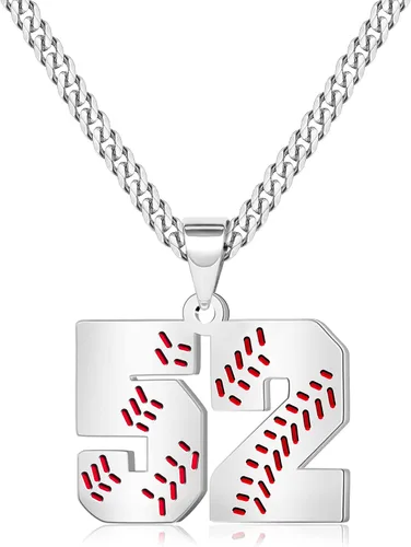 Miniatura 22 de Btysun Collares de béisbol de béisbol número 0-99 dijes de acero inoxidable para hombres, regalos de béisbol, papá, marido, regalo de Navidad