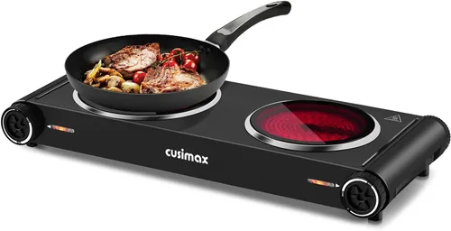 Miniatura 8 de CUSIMAX Placa caliente de 1500 W, estufa eléctrica infrarroja portátil para el hogar con 7 velocidades, sensor de estufa de encimera de cerámica