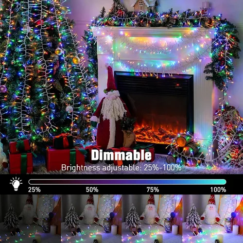Miniatura 3 de JMEXSUSS 400 luces LED multicolor en racimo enchufables, luces de cadena navideñas de 20 pies para exteriores impermeables con control remoto, 8