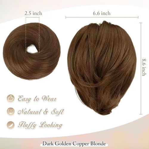 Miniatura 2 de BARSDAR Extensiones de Moño para Cabello - Extensiones de Moño de Cabello de Cola de Caballo Sintético Completamente Corto y Liso para Mujeres